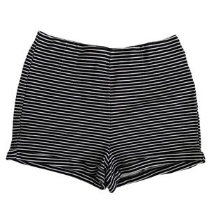 Navy and White Striped Hollister High-waisted Shorts